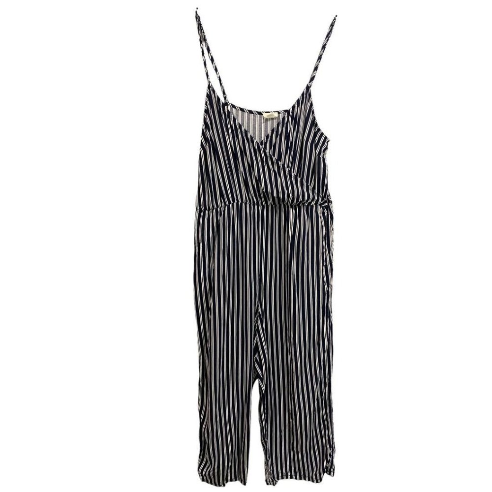 Small Garage Navy Blue New Striped Lightweight Jumpsuit Spaghetti Strap